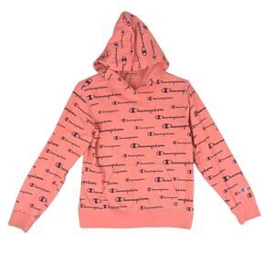 Champion Girl's L All-Over Print French Terry Hoodie Sweatshirt with Pockets
